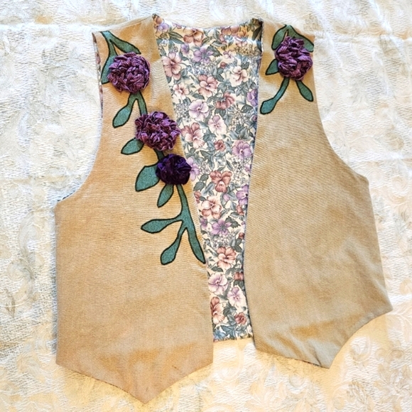 🌺 Two Vintage Handmade 100% Cotton 80's/90's Whimsical Vest - Picture 14 of 16
